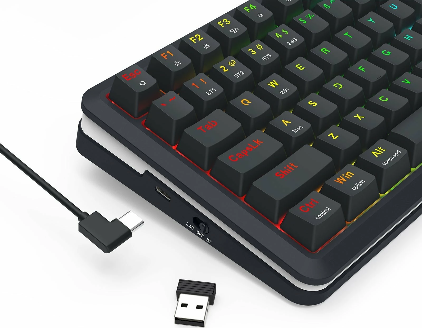 Tastierë mekanike Redragon K708-RGB-PRO Flekact 75% tri-mode RGB hot-swap me LCD/knob, e zezë