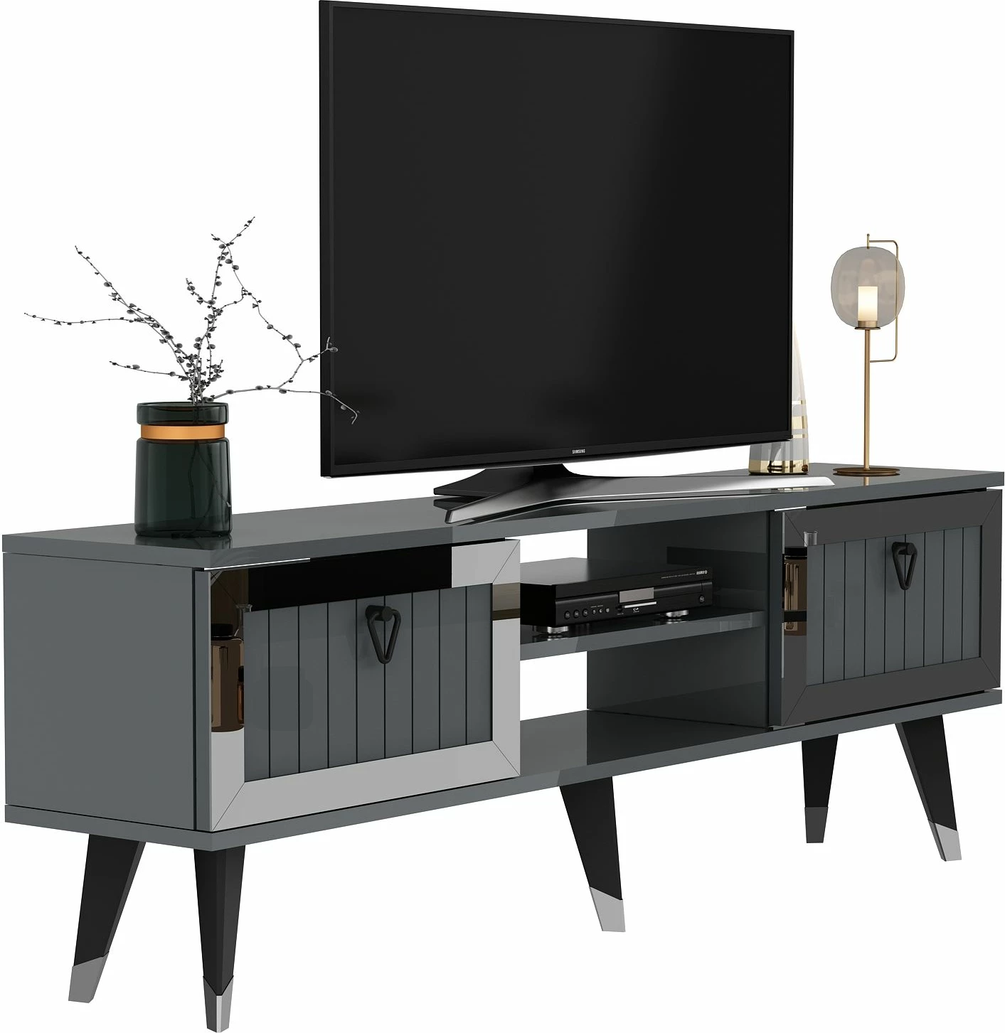 Komodë për TV Skye Decor, Lidya, anthracite, argjend