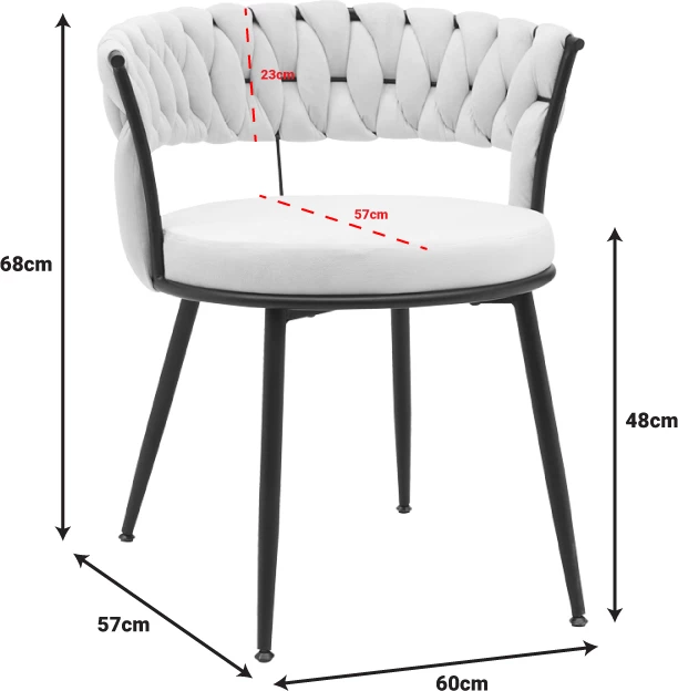 Karrige Alkia në kadife bezhë me këmbë metali të zezë 60x57x68cm