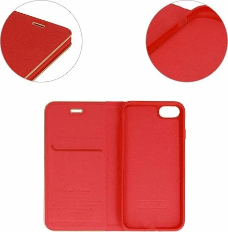 Mbështjellës flip HAVANA Premium për Samsung Galaxy A72 / A726 5G, i kuq me skaj të artë