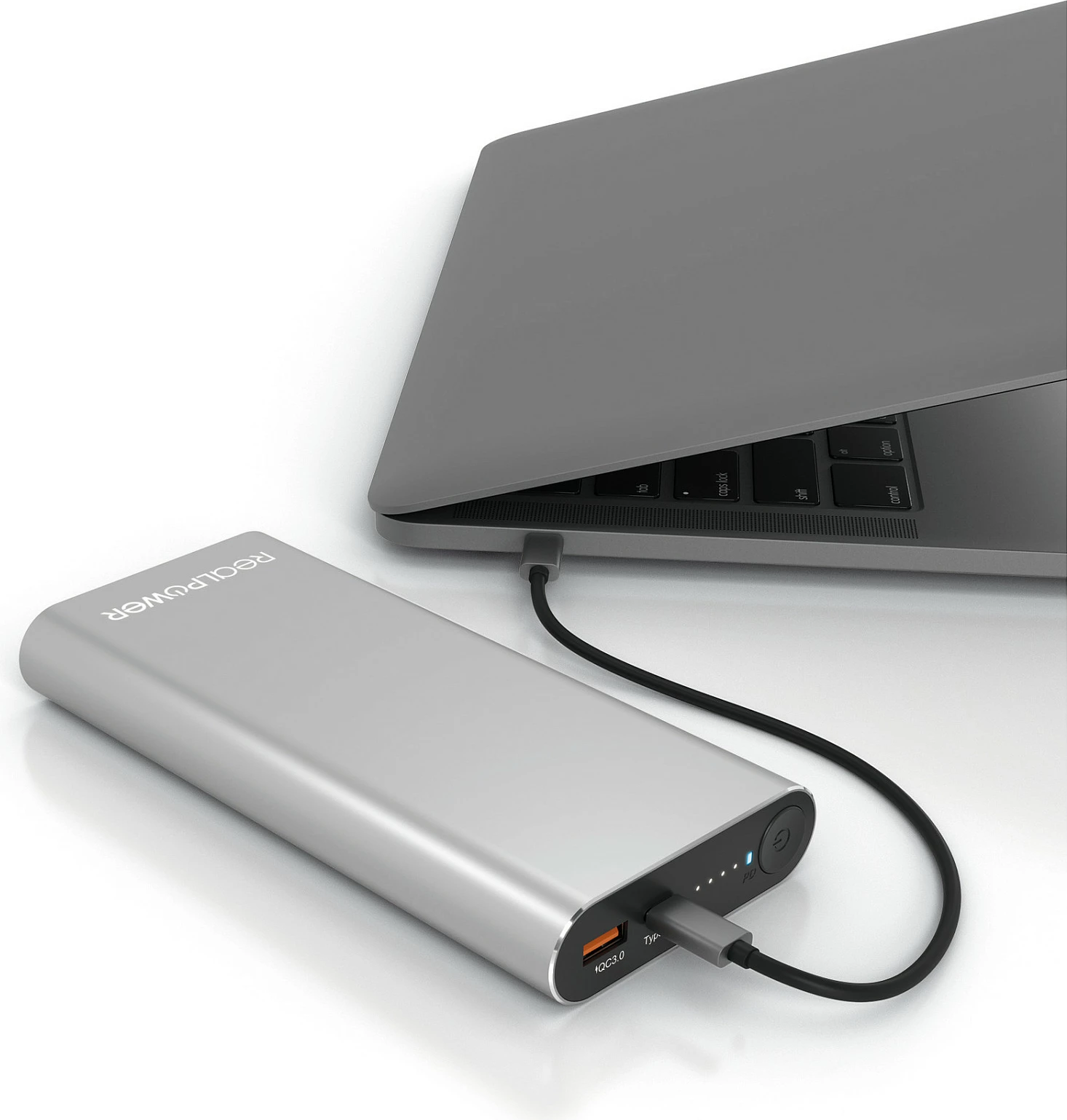 Powerbank RealPower PB-20000PD Pro Set, 20000mAh, USB-C PD 100W, Quick Charge 3.0, alumin/argjendi