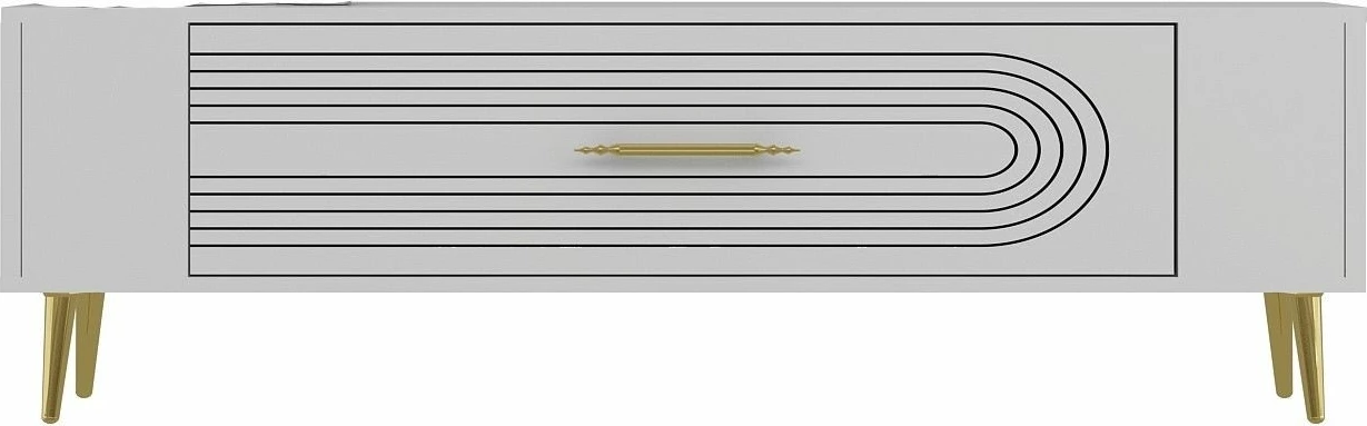 Komodë TV, ngjyrë e bardhë dhe ari, Skye Decor, Retrol3