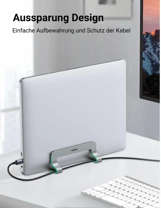 Mbajtëse vertikale për laptop UGREEN 20471, alumini, gjerësi e rregullueshme, për MacBook/iPad, argjend