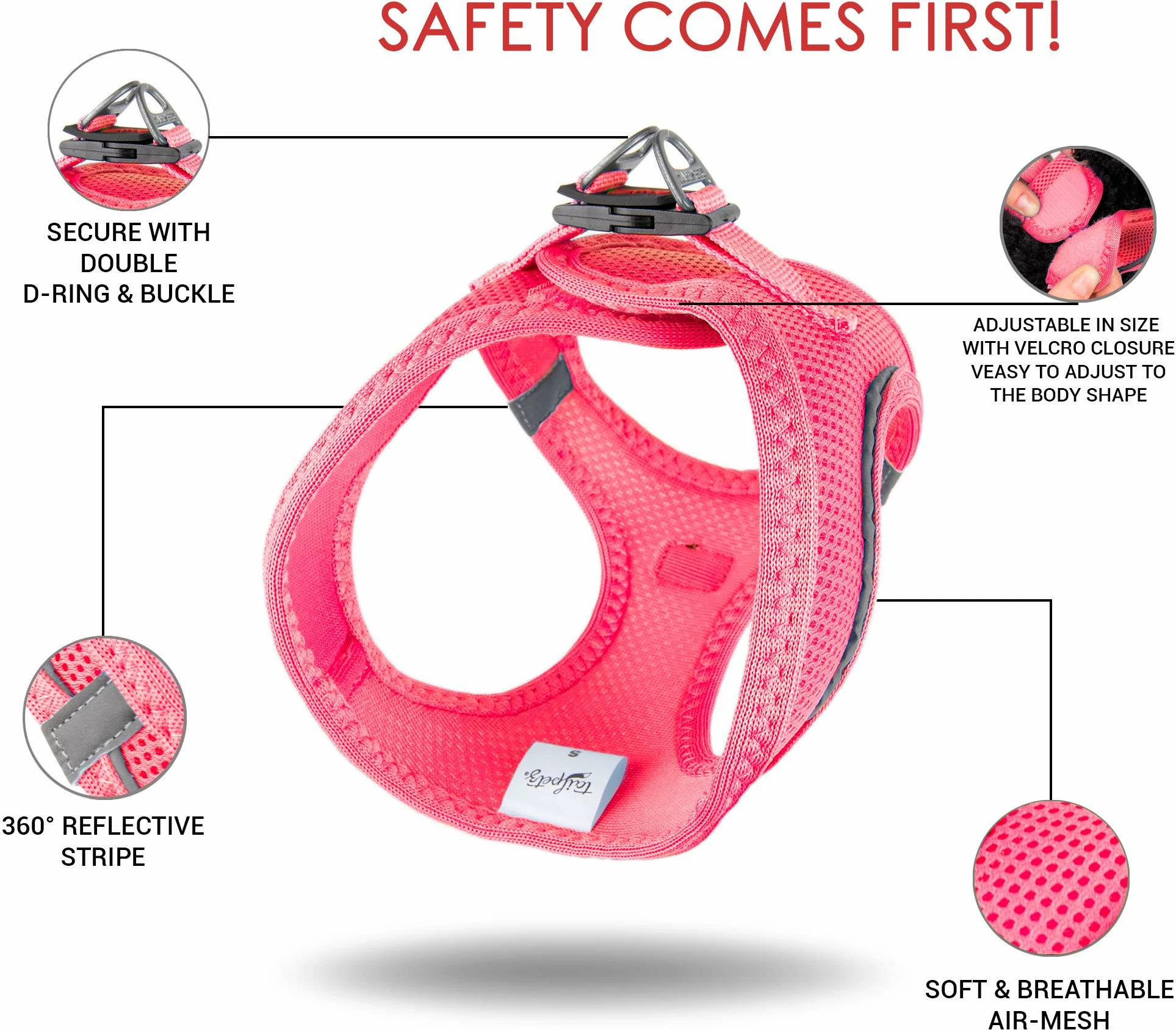Parzmore për qen, ngjyrë Neo Pink, Air-Mesh