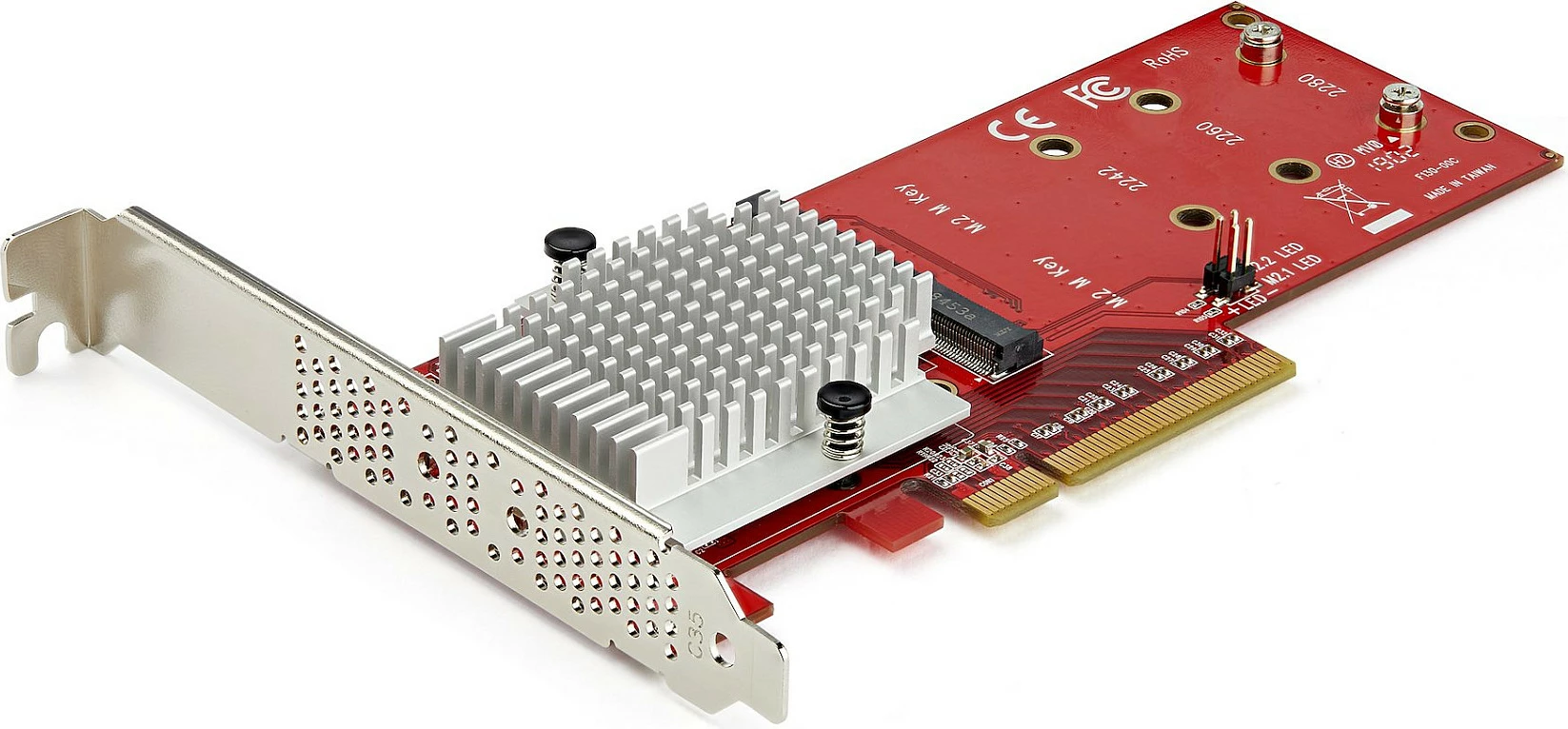 Kartë adapter StarTech PEX8M2E2, PCIe 3.0 x8, Dual M.2 SSD, e kuqe