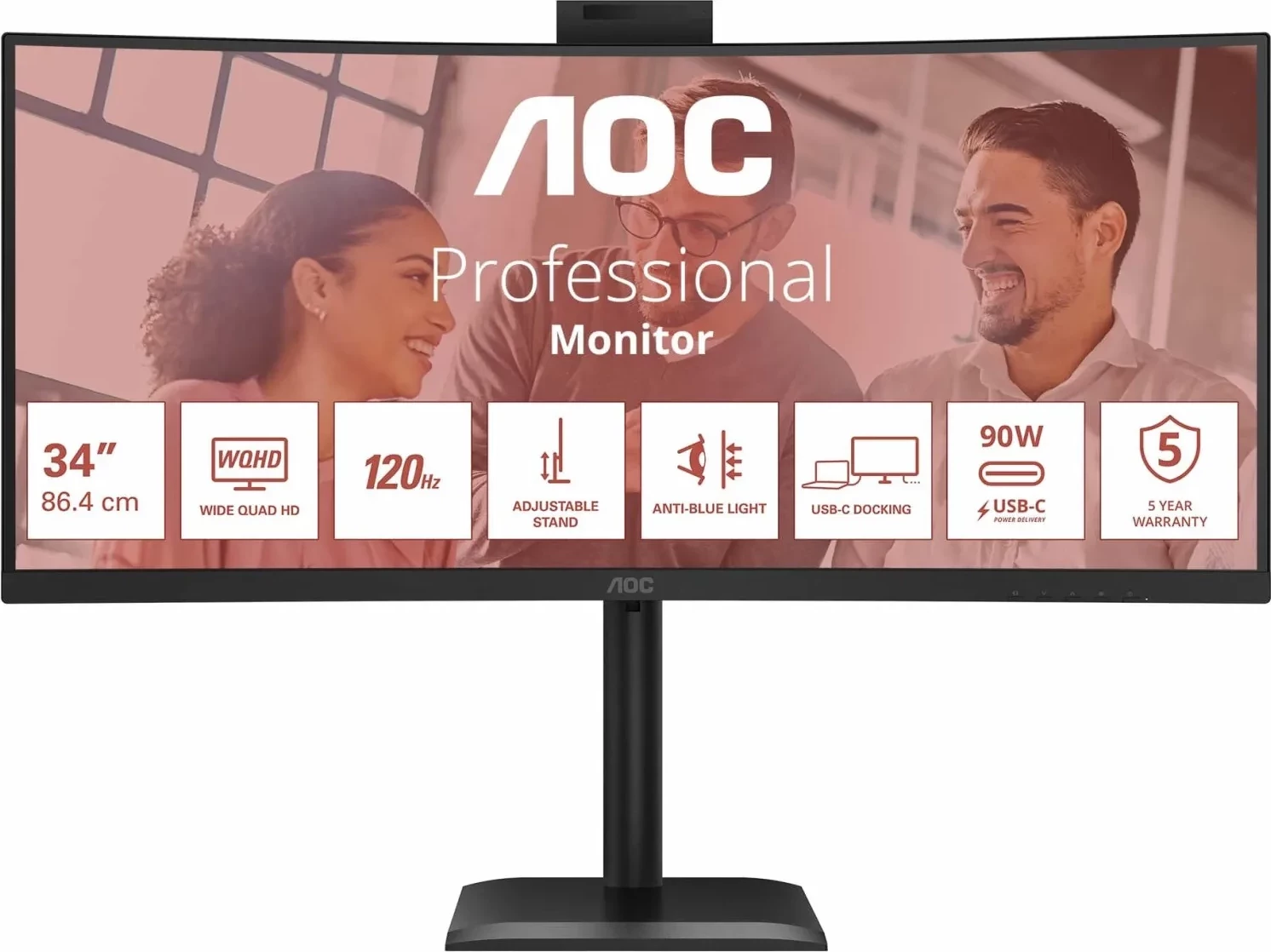 Monitor AOC CU34E4CW, 34 inç, UWQHD, 120Hz, VA, i zi