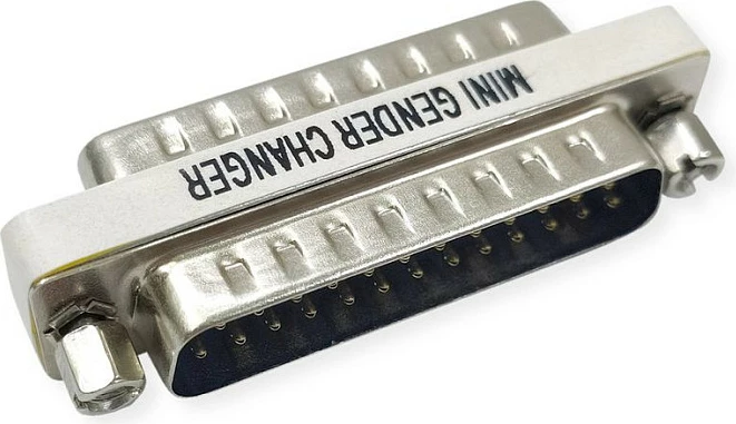 Adapter VALUE Mini Gender Changer DB-25, mashkull-mashkull, argjendtë
