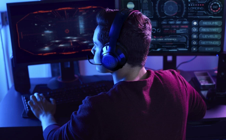 Kufje JBL Quantum 350 wireless gaming over-ear, të zeza, me mikrofon të shkëputshëm