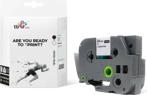 Kasetë etiketuese TB Print TBTB-TZE251 për Brother, 24mm x 8m, e zezë në të bardhë