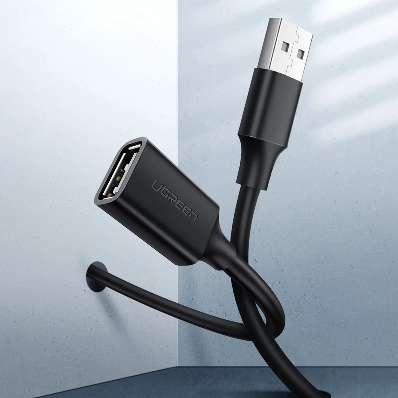 Kabllo zgjatuese USB Ugreen US103, 3m, USB 2.0, E zezë