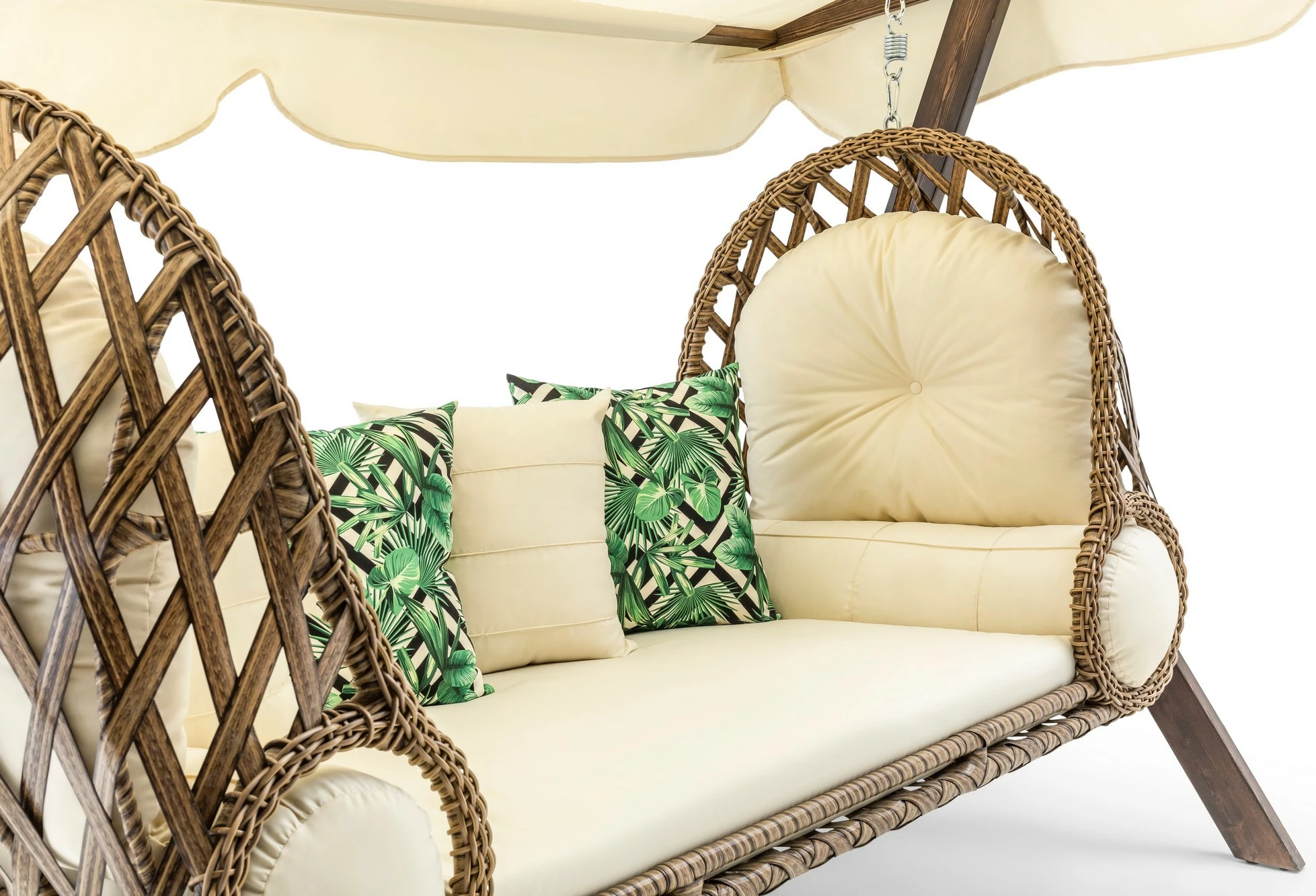 Karrige lëkundëse treshe për kopsht, ngjyrë krem, Skye Decor, Saltanat