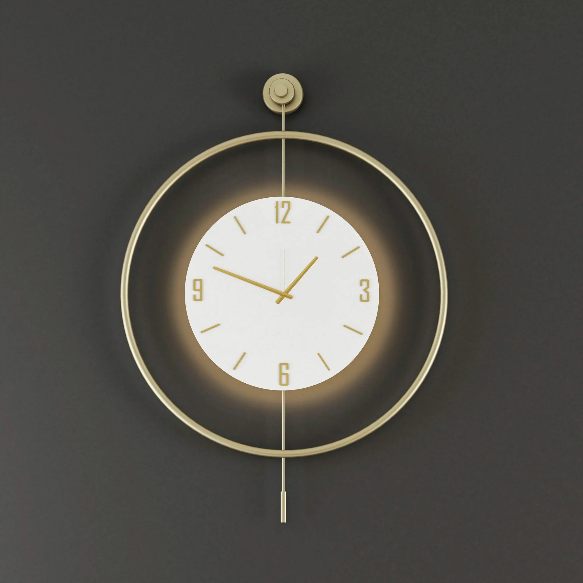 Orë muri dekorative metalike, ngjyrë ari, Wallity, Mclock-00134