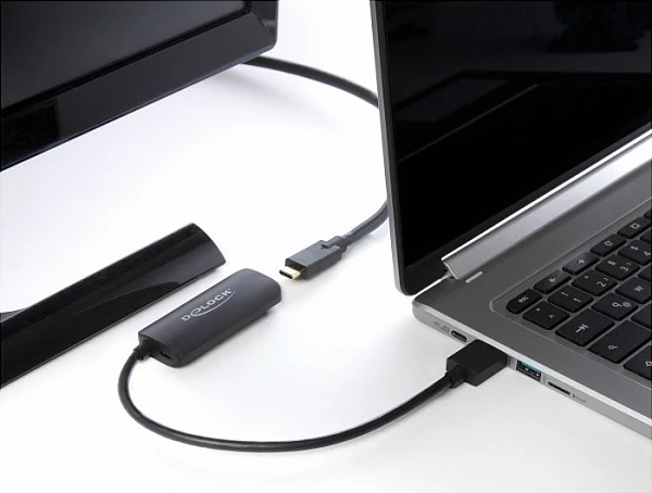 Adapter DeLOCK HDMI-A në USB Type-C, DP 1.4 Alt Mode, 8K 30Hz, 0.18 m, i zi