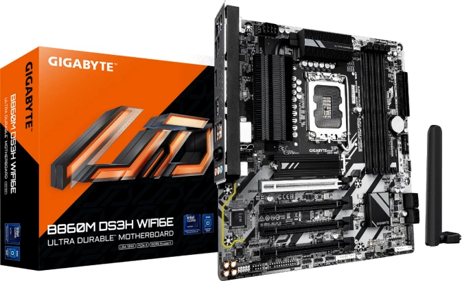 Pllakë amë GIGABYTE B860M DS3H WIFI6E, DDR5, LGA1851, mATX, Wi‑Fi 6E