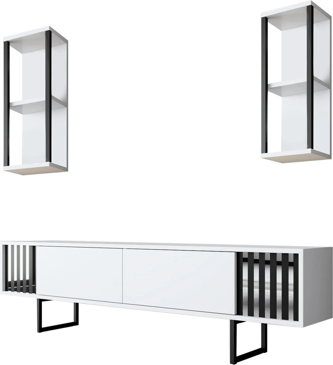 Komodë TV Hanah Home, Chrome Line, e bardhë dhe e zezë