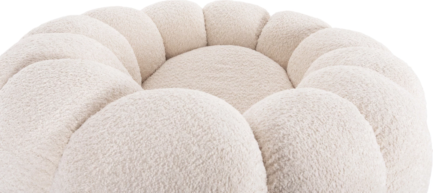 Karrige rrotulluese GRYMM FH9601.06 ecru boucle-bazë metalike e zezë 95x92x68Hcm