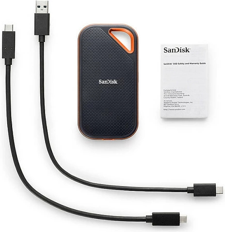 SSD portabël SanDisk Extreme PRO, 2 TB, USB Type-C, 3.2 Gen 2, 2000 MB/s, Mbrojtje me fjalëkalim, E zezë