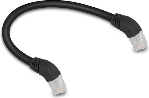 Kabllo rrjeti DeLOCK RJ45 Cat6a S/FTP 0.25 m, konektor 45° i kënduar, e zezë