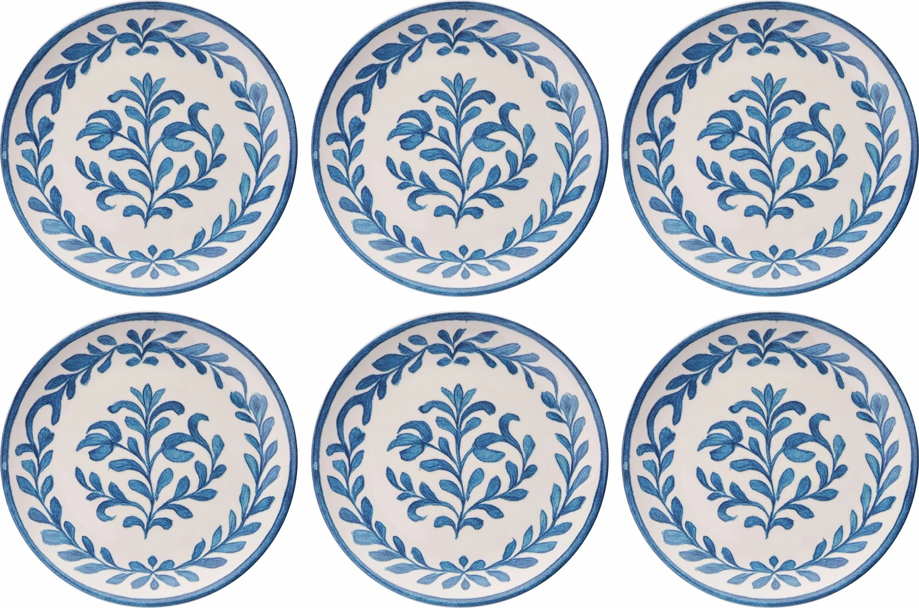 Set pjatash shërbimi (6 copë), Hermia Concept, ngjyrë blu e bardhë