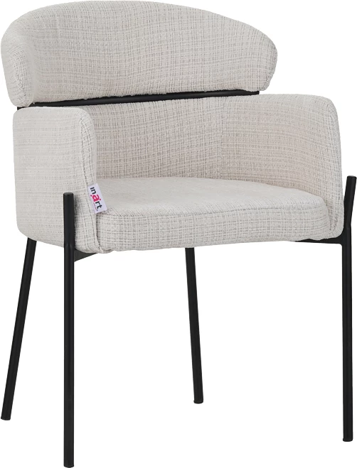 Karrige Tolerse Inart, pëlhurë bezhë, këmbë metalike të zeza, 58x57x80cm