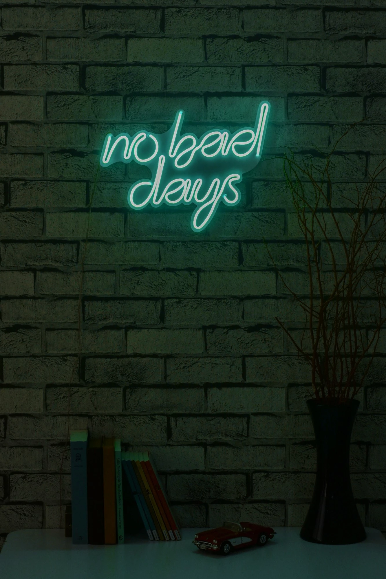 Dekor dritash LED plastike, 'No Bad Days', ngjyrë kaltër