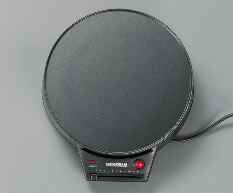 Makineri për krep, Severin CM 2198, 30 cm 1000W, kontroll temperature, e zezë, me spatulë dhe përhapës