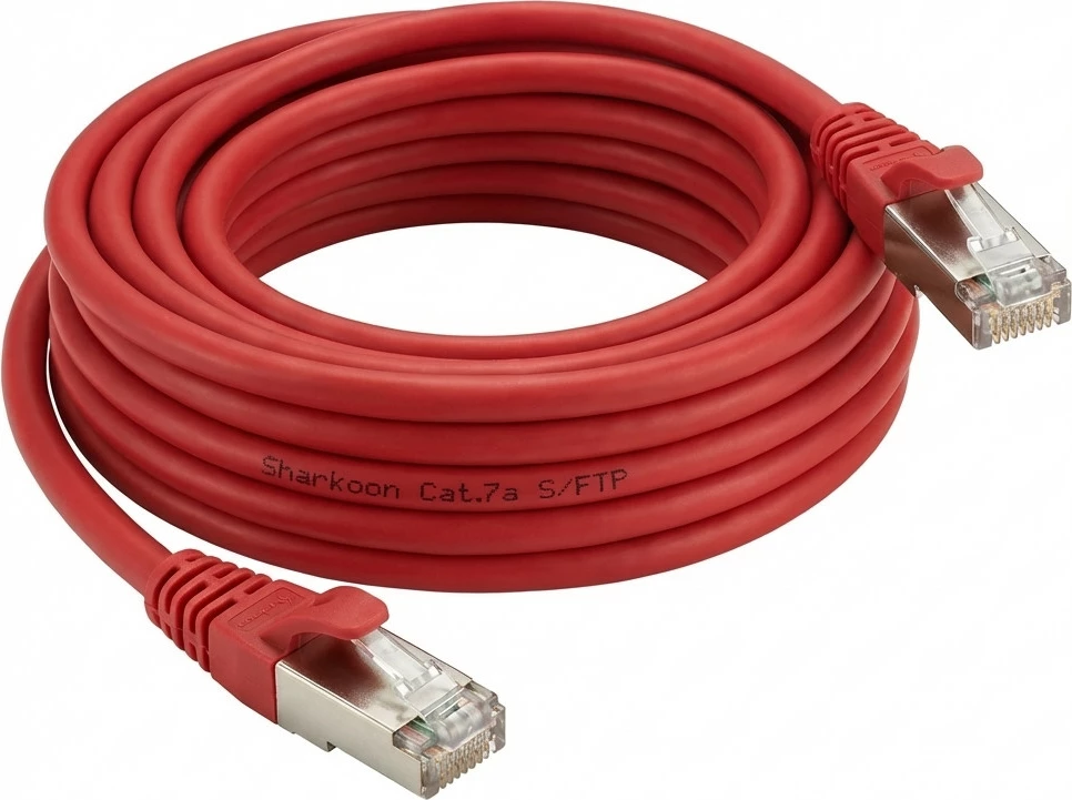 Kabllo rrjeti Sharkoon Cat.7a S/FTP RJ-45, 10 m, e kuqe