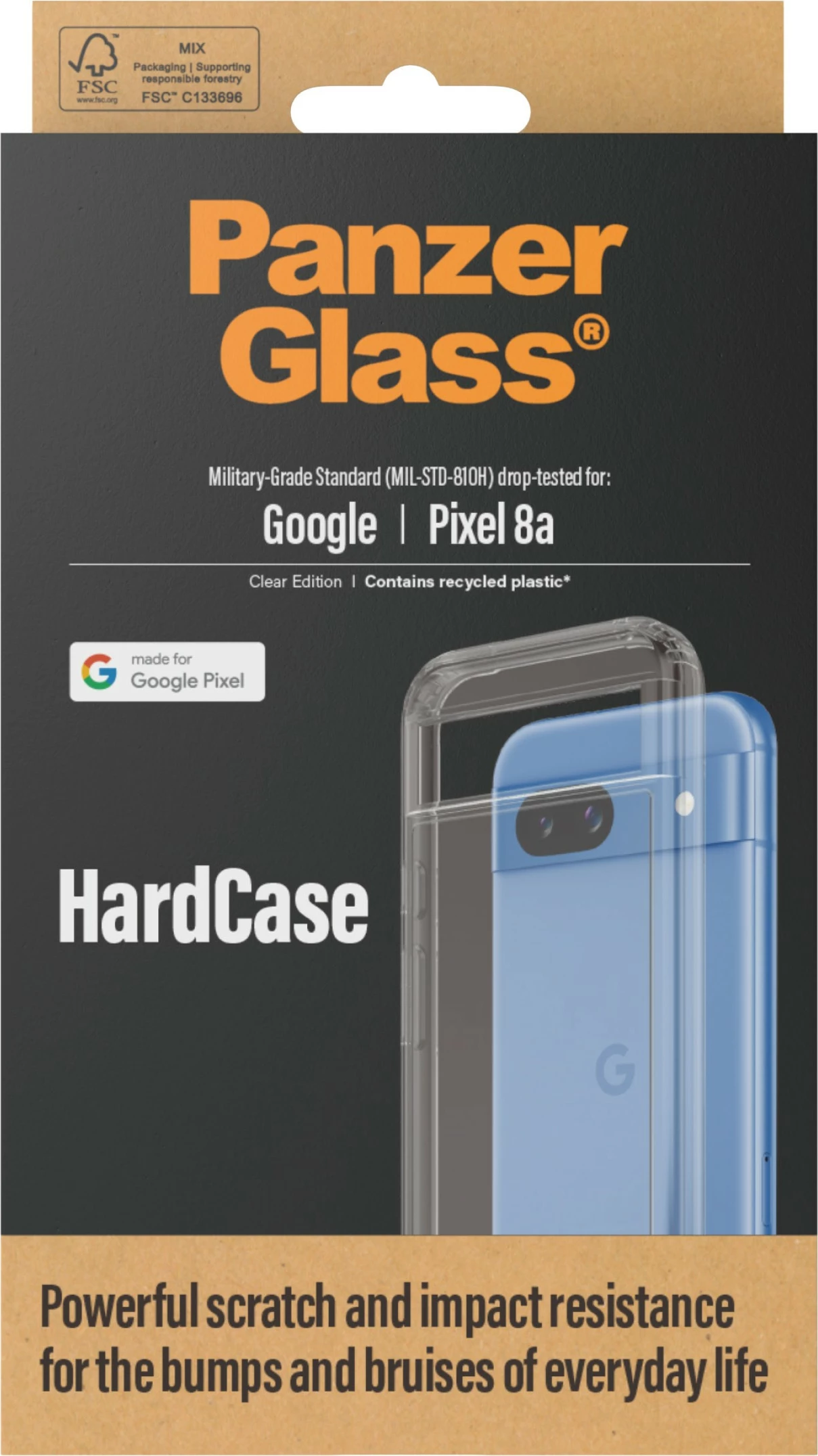 Mbështjellës PanzerGlass HardCase për Google Pixel 8a, transparent