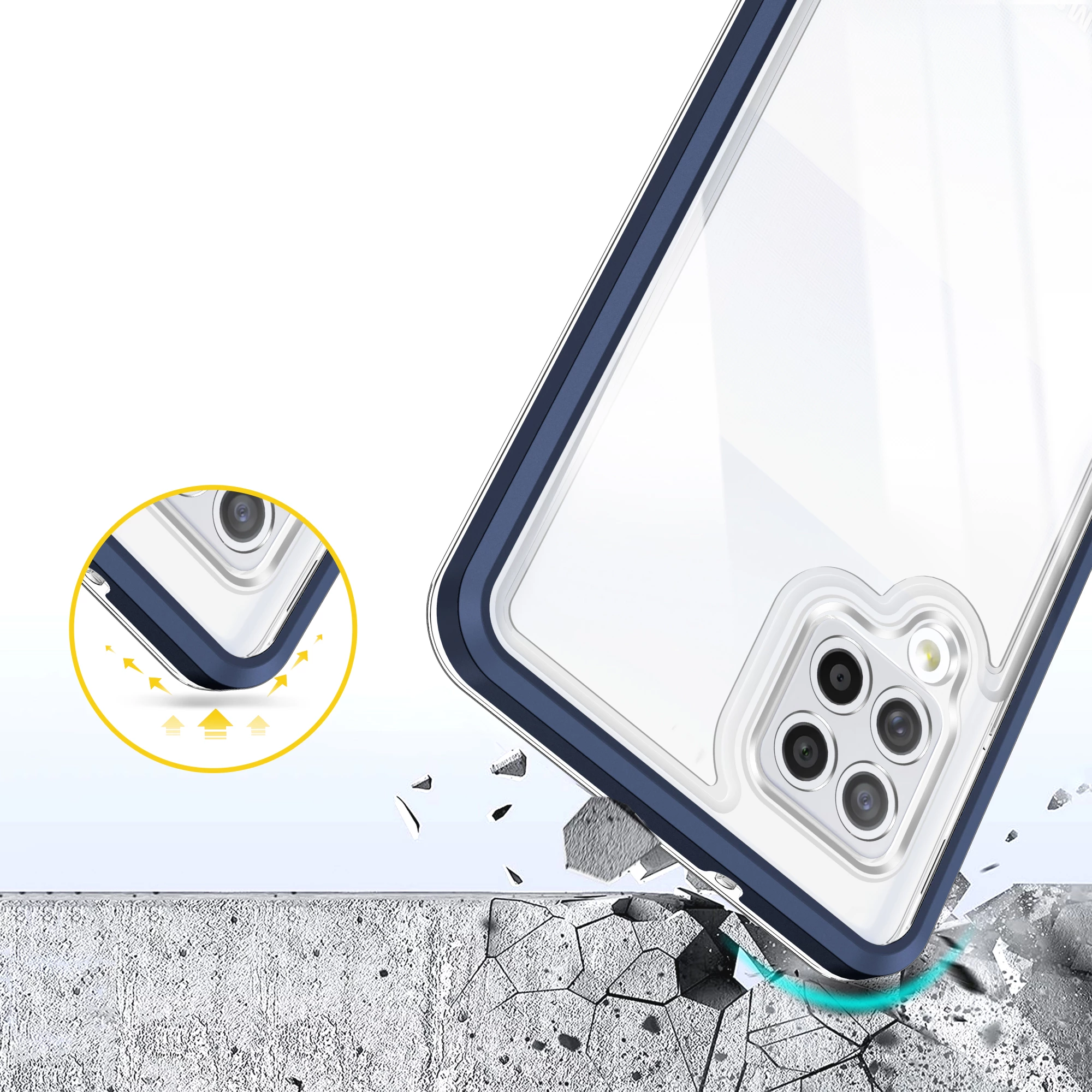 Mbështjellës Hurtel Hybrid Armor Clear 3 in 1 për Samsung Galaxy A42 5G, Kaltër/Transparent