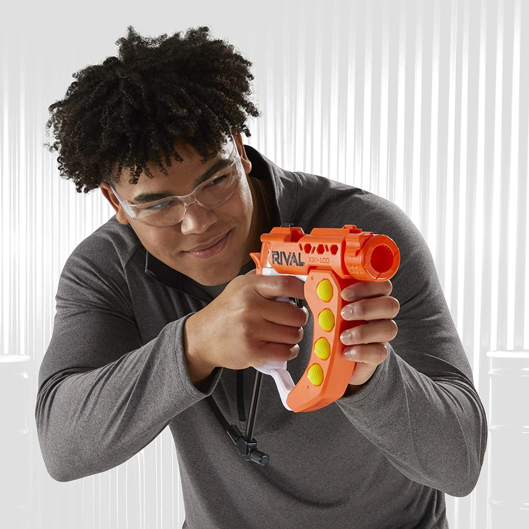 Blaster lodër Nerf Rival Curve Shot Flex XXI-100, 90 FPS, 5 toptha, portokalli/bardhë