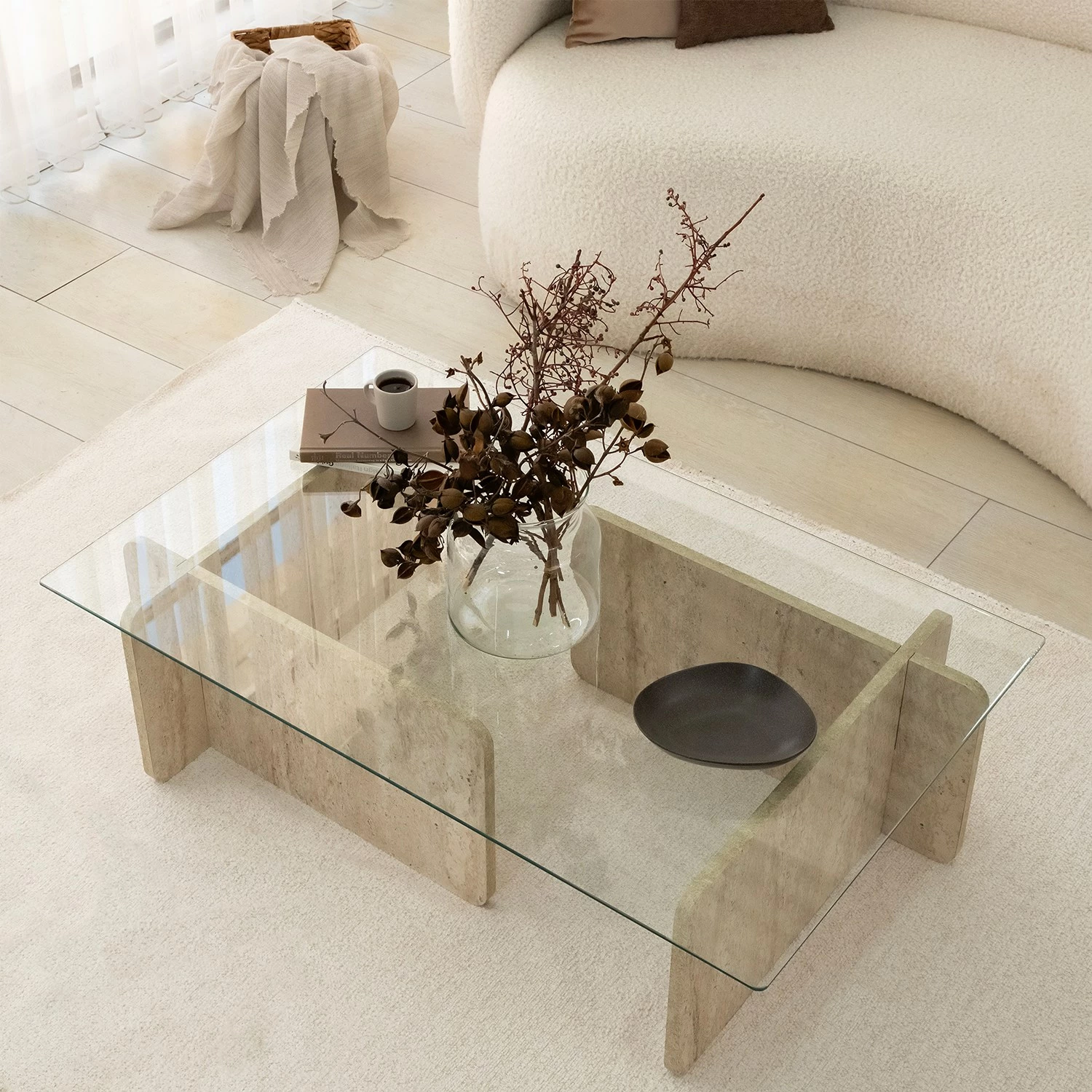 Tavolinë kafeje Hanah Home, Escape, ngjyrë travertine