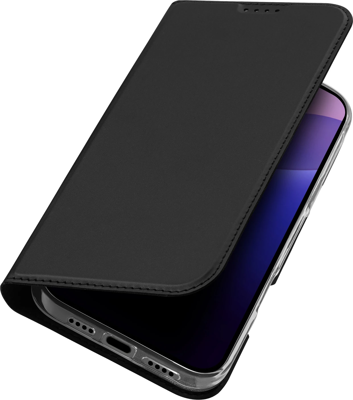 Mbështjellës Dux Ducis Skin Pro për iPhone 16 Pro, me kapak dhe xhep për kartela, e zezë