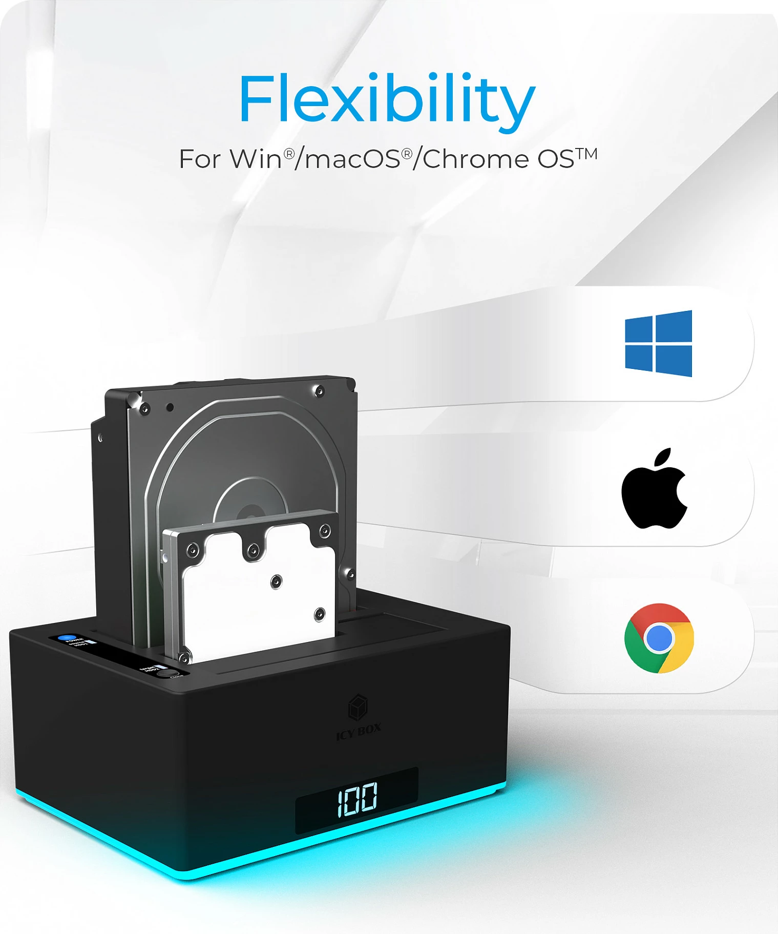 Stacion klonimi ICY BOX IB-127CL-U3, HDD, Serial ATA, 18 TB, USB 3.2, E zezë