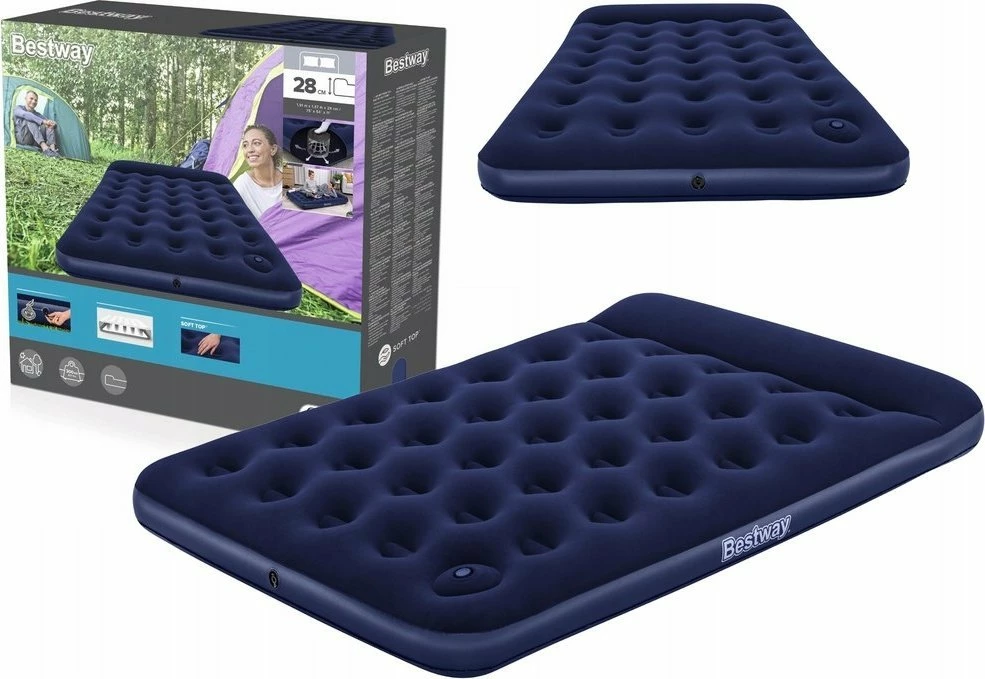 Dyshek ajri dopio Bestway 67225 191x137x28 cm, me pompë këmbë, blu