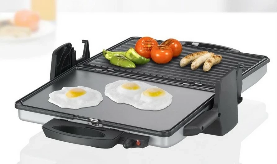 Grill kontaktues Unold 8555, 2000W, rregullim temperature, argjendtë