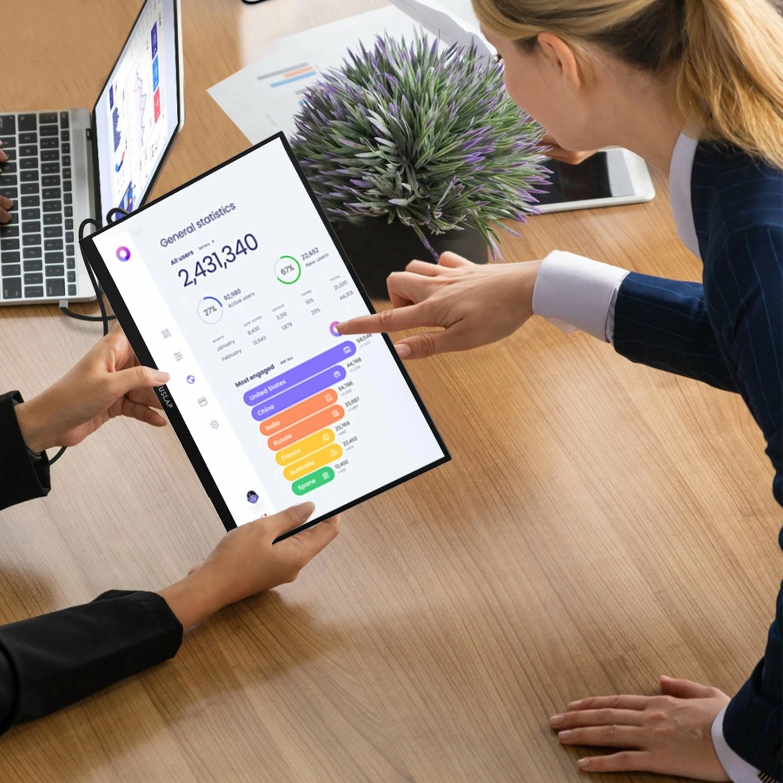 Monitor portativ Zeuslap OL133ED 13.3\" OLED Full HD touchscreen, USB-C/Mini HDMI, VESA, i zi