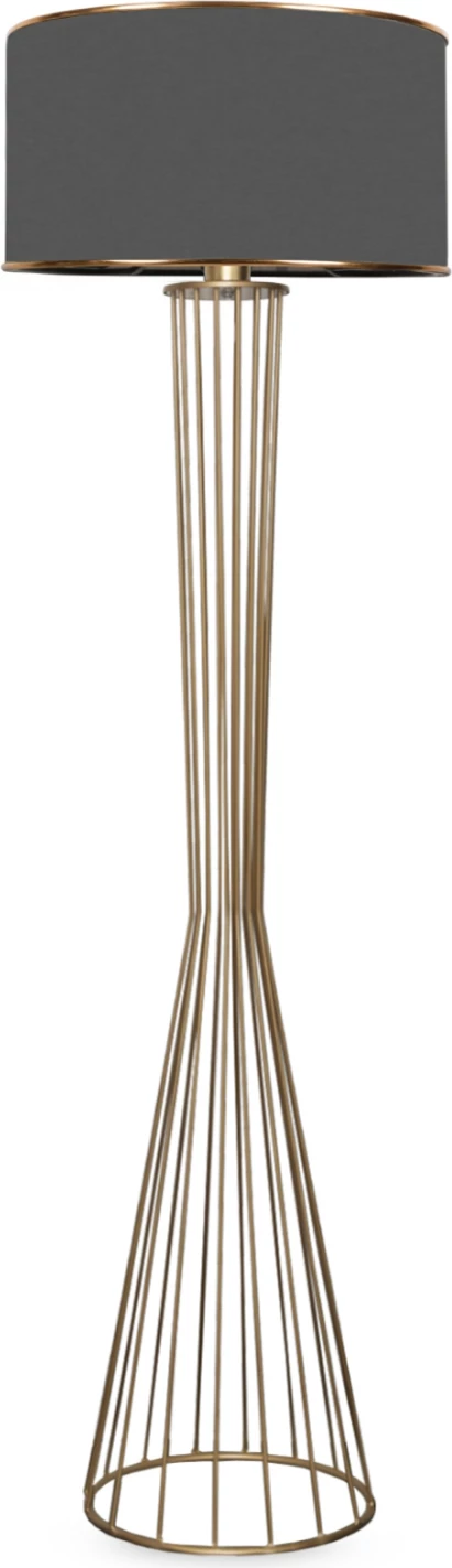 Llambë dyshemeje, shtyllë rrezatimi e artë, kapak gri i errët, FH7580.01