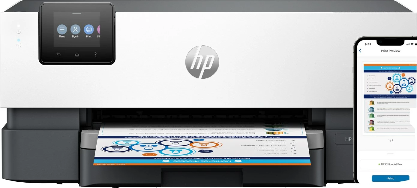 Printer ngjyrash HP OfficeJet Pro 9110b wireless, printim dyanshëm, Gri