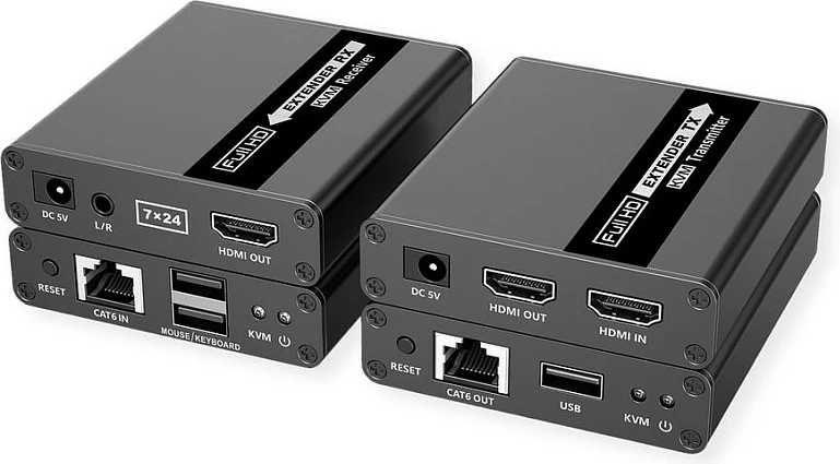 Zgjatës KVM VALUE, HDMI mbi Cat6/6A, 70m, 1080p, gri