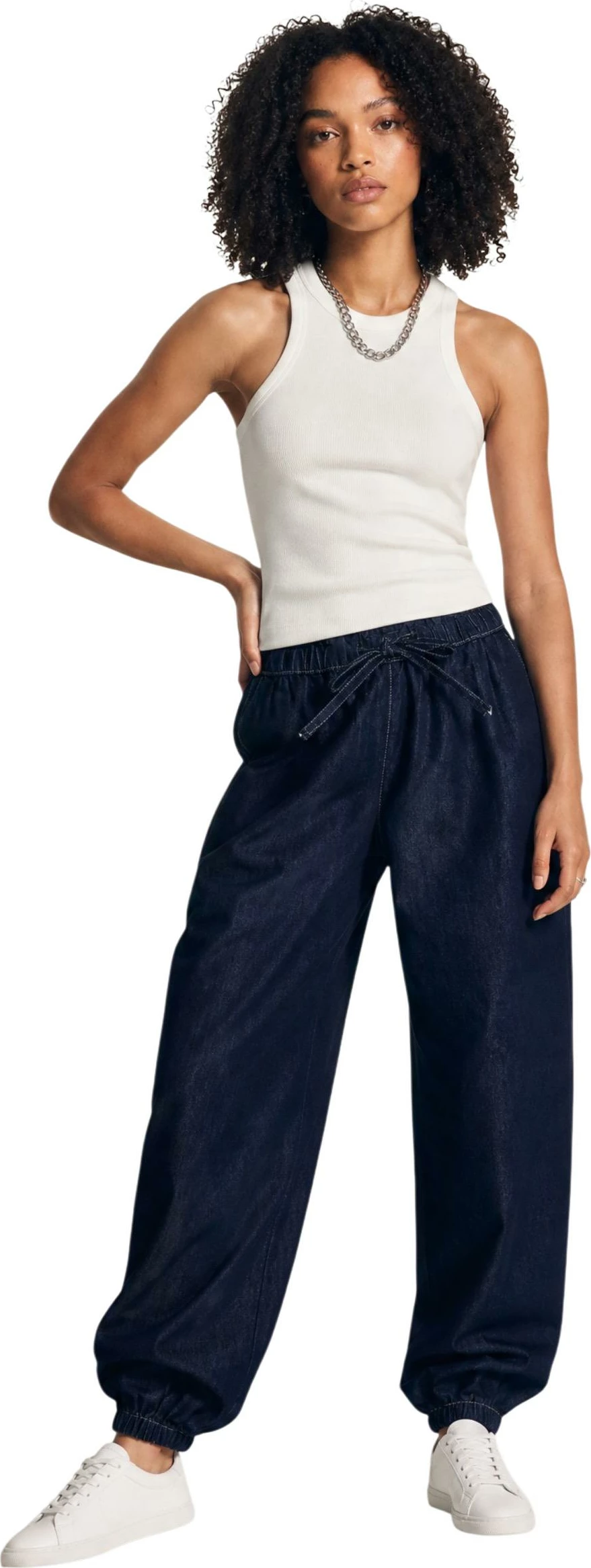 Xhinse për femra Jacqueline de Yong JDYSANSA MW Genie Pant, denim blu e errët [Madhësia: M/32]