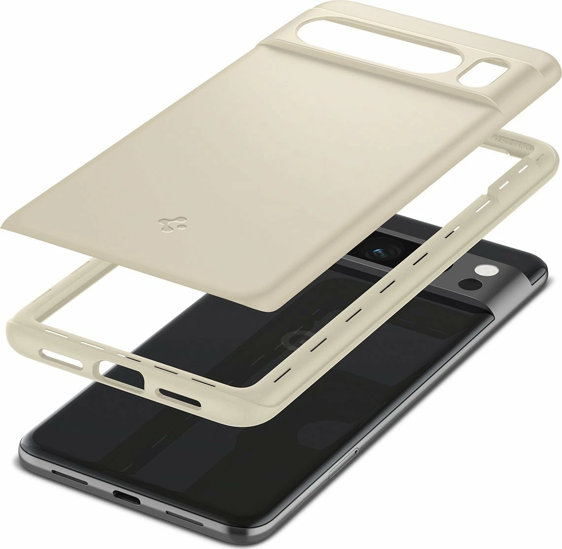 Mbështjellës Spigen Thin Fit për Google Pixel 8 Pro, TPU+PC, beige