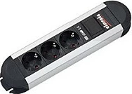 Zgjatues rryme Bachmann PRIMO, 3 priza Schuko, kabllo 1.75 m, 16A, alumin/zi