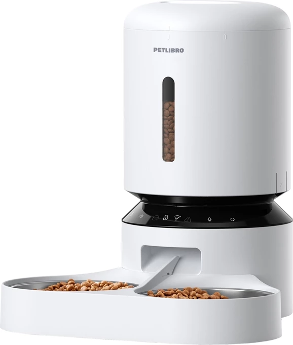 Shpërndarës ushqimi për kafshë Petlibro Granary PL-AF103, 5L, me dy tasa, i bardhë