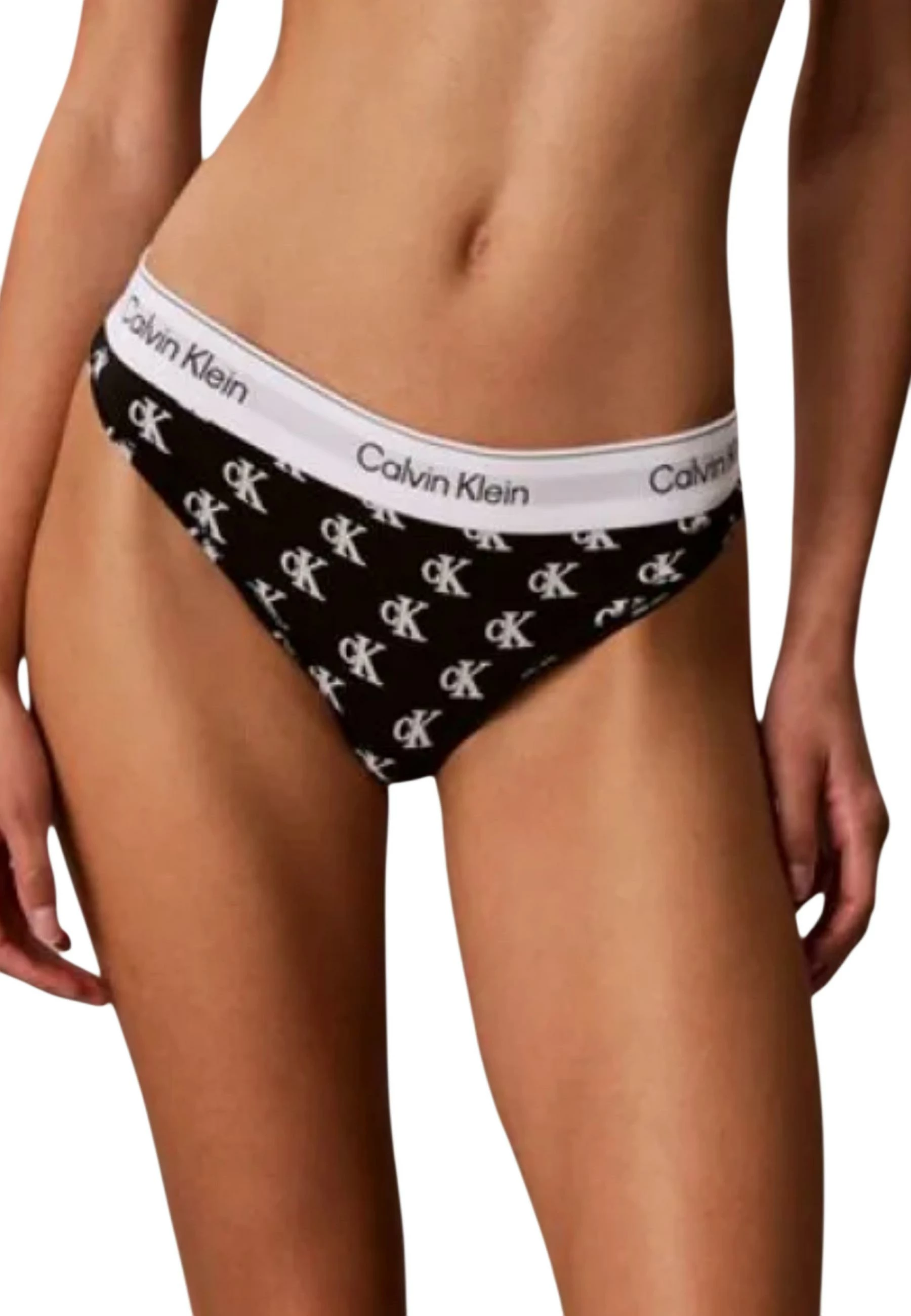 Të brendshme thong për femra Calvin Klein Underwear THONG LV00QF8518, zi-bardhë [Madhësia: XS]