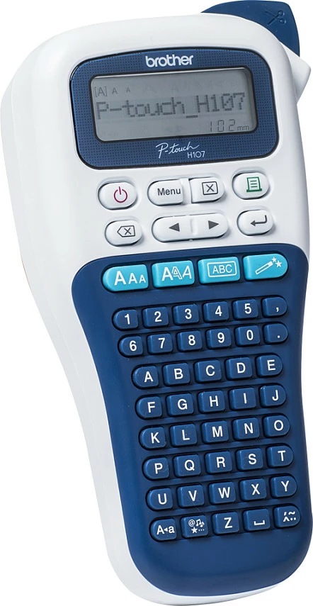 Printer etiketash Brother P-touch PT-H107B, 180 DPI, TZe, ekran LCD, blu/bardhë