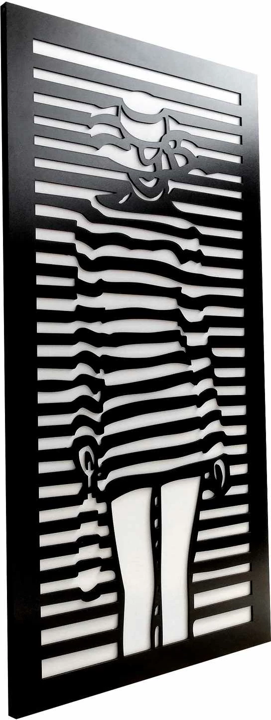 Pikturë dekorative me kornizë MDF, Wallity, Lina, e zezë dhe e bardhë, 35x68cm