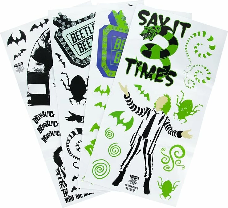 Set stickerash Paladone Beetlejuice, 4 faqe, waterproof, të heqshme, glow in the dark