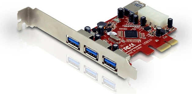 Kartë zgjerimi PCIe1x Conceptronic, 3x USB-A jashtë + 1x USB-A brenda, 5Gbps, kuqe/argjendtë