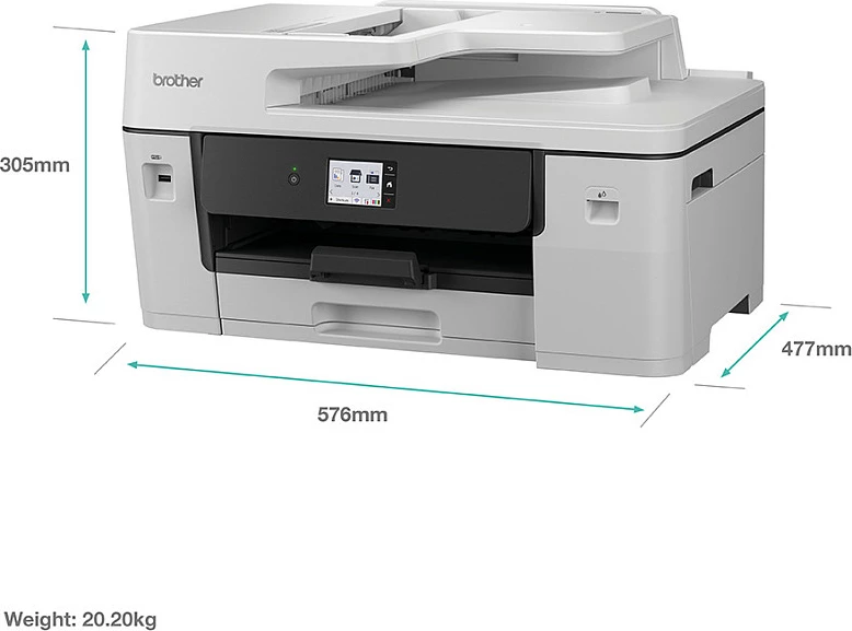 Printer multifunksional Brother MFC-J6760DW, Inkjet, A3, ngjyra, 1200 x 4800 DPI, duplex, ADF 50 fletë, bardhë/zi