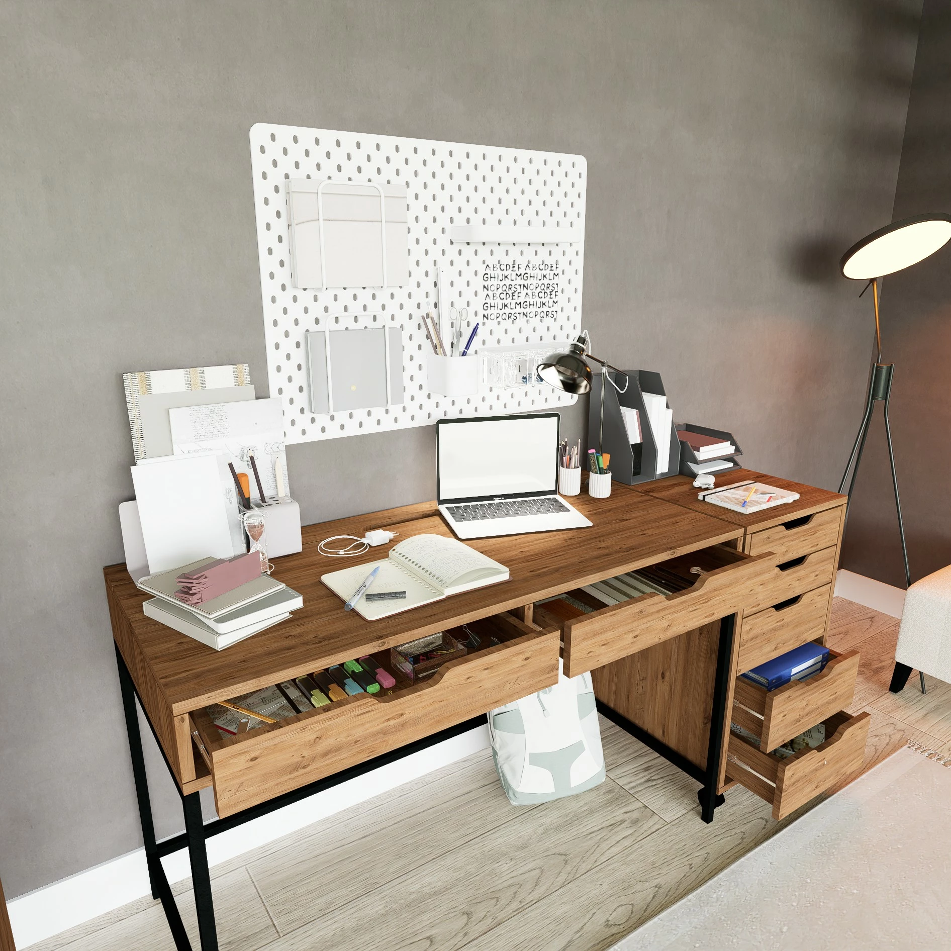 Tavolinë pune për studim, ngjyrë Atlantic Pine, Skye Decor Atlas 1600-59